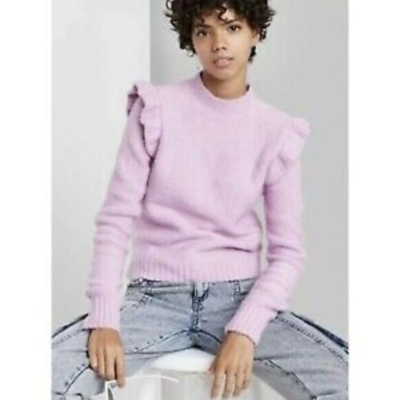 Wild Fables lilac lavender long sleeve ruffle sweater - Picture 1 of 11